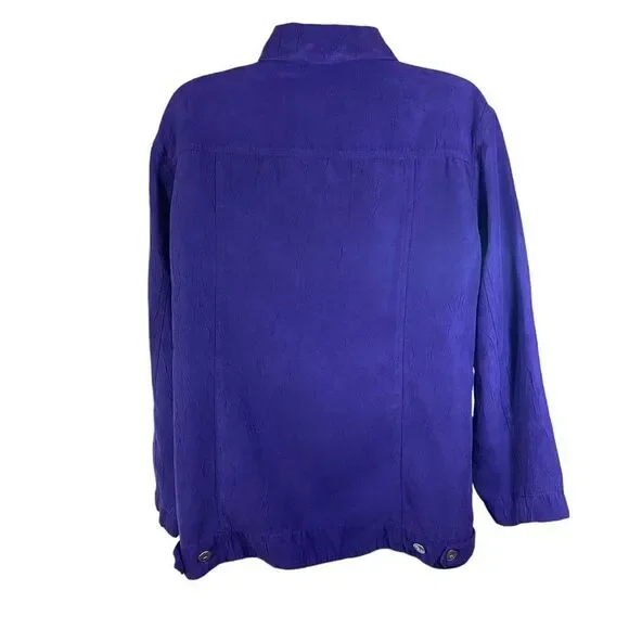 Chicos Womens Jacket | Size 1 | Royal Purple | Textured Fabric | Lightweight - Picture 2 of 10